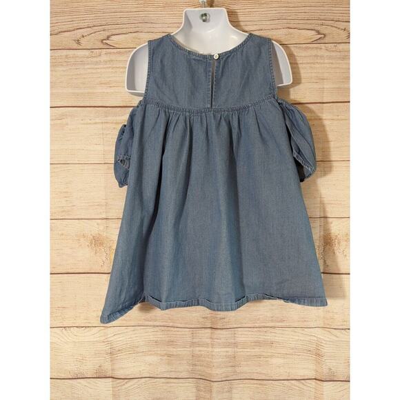 Gap Kids Girls Denim Chambray Open Shoulder Top Blue Size L **EEUC** - Picture 2 of 8